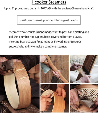 Bamboo Steamer Basket 10.6 Inch 3 Tier Dumpling Steamer Steam Pot