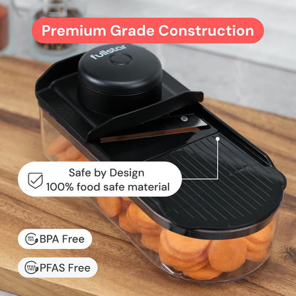 Fullstar Essential Mandoline Slicer for Kitchen - Space-Saving 4-in-1 Fruit Cutter, Cucumber Slicer, Julienne Peeler, Cheese Grater