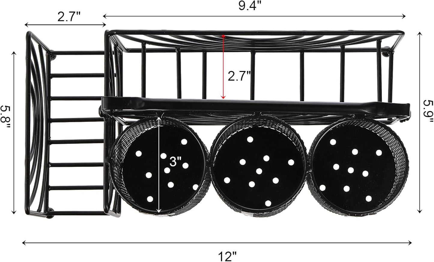 Metal Utensil Caddy with 5 Compartments, Black Mesh Silverware Caddy Organizer, Flatware Storage Holder for Napkins, Plates, Party, Camping, Picnic, Buffet, RV, BBQ, Kitchen, Countertop