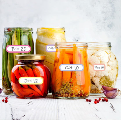 Outus 320 Pcs Waterproof Removable Labels with Makers Pen Self Adhesive Label Stickers for Water Bottles Spice Food Containers Jars Pantry Restaurant Storage(Macaron Color)
