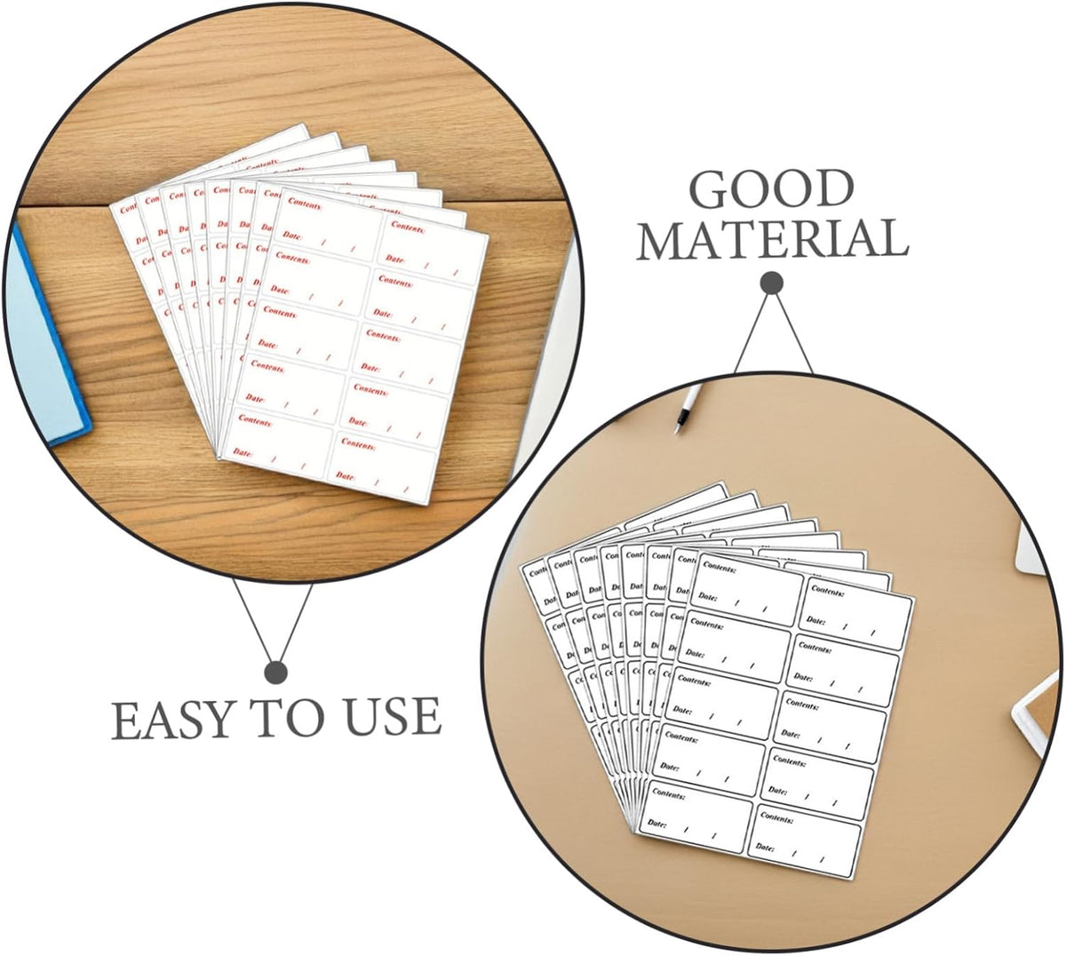 Waterproof Food Storage Labels Stickers, 400pcs Removable Date Stickers for Refrigerator and Freezer, Black Red PVC Food Container Labels for Kitchen Organization and Restaurant