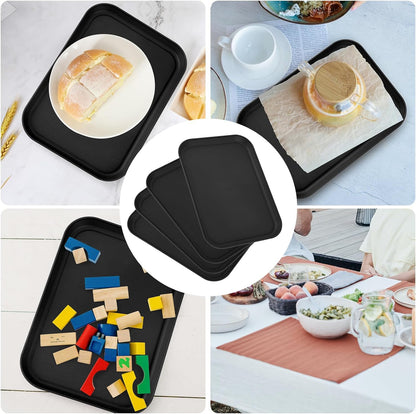 4 Pack Multicolo Plastic Serving Trays for Party Serving Food - Rectangular, 8.66 by 12 in, Heavy Duty Dessert Trays for Food Erving Platters for Party Tray Decor Veggie,Snack
