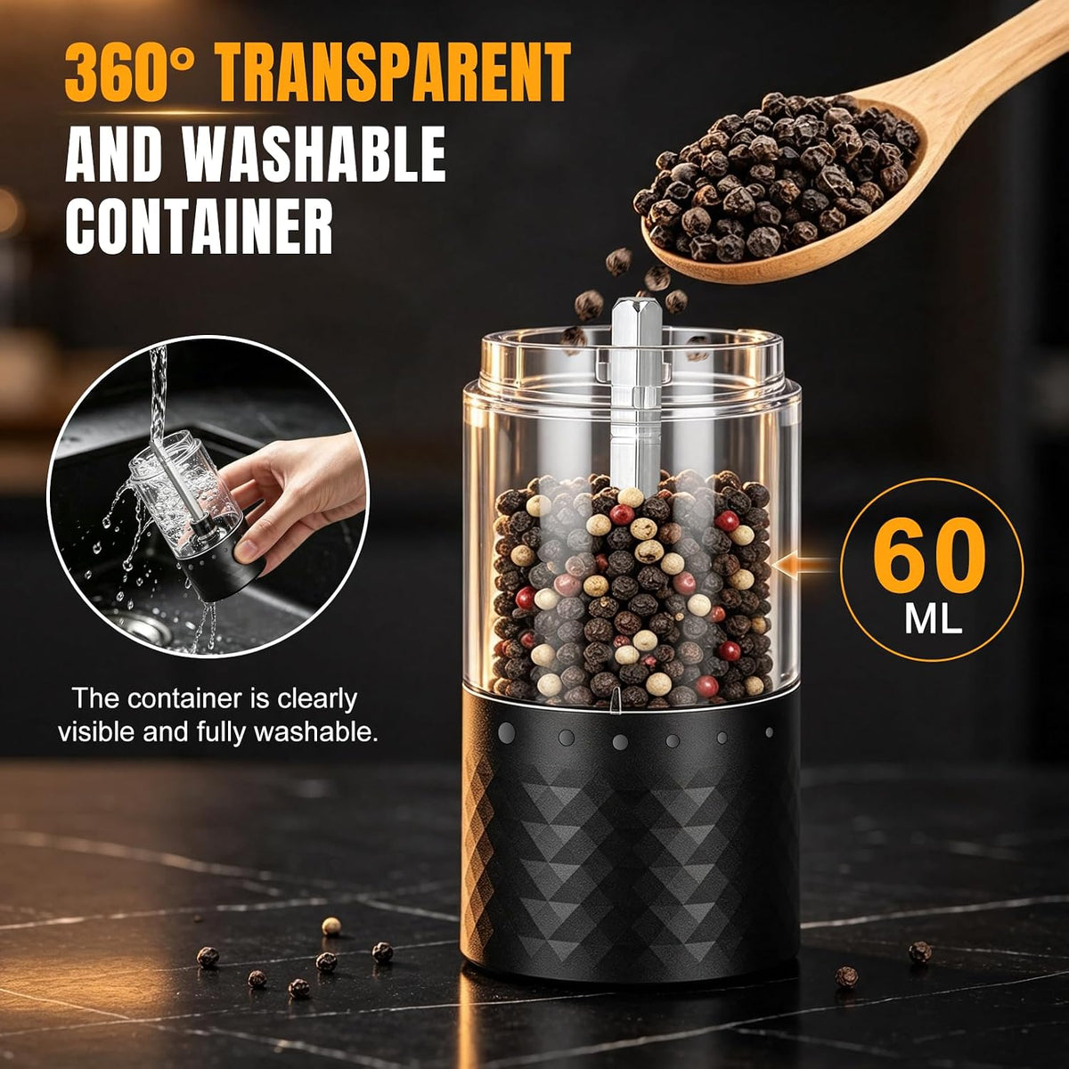 Rechargeable Electric Salt and Pepper Grinder Set 2 Pack, Kitchen Gadgets