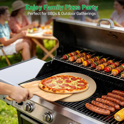 Cordierite Pizza Stone for Oven & Grill, 15 x 12 Inch Rectangular