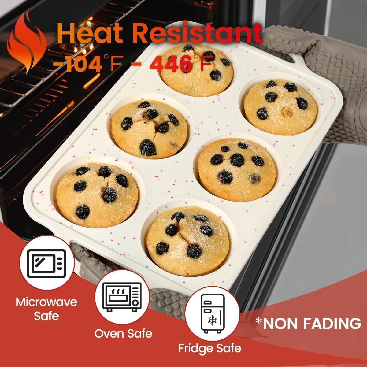 CAKETIME Mini Muffin Pan, Metal Reinforced Frame Mini Cupcake Pans 24 Cups Nonstick Muffin Silicone Molds with Handle for Baking Muffins, Cupcakes, Egg Bites 2 Pack