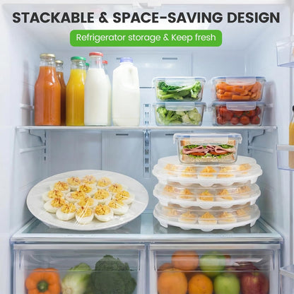 HANSGO Deviled Egg Containers with Lid, Deviled Egg Platter Carrier Holder Trays with 22 Slots for Holiday Party and Home Kitchen, Green