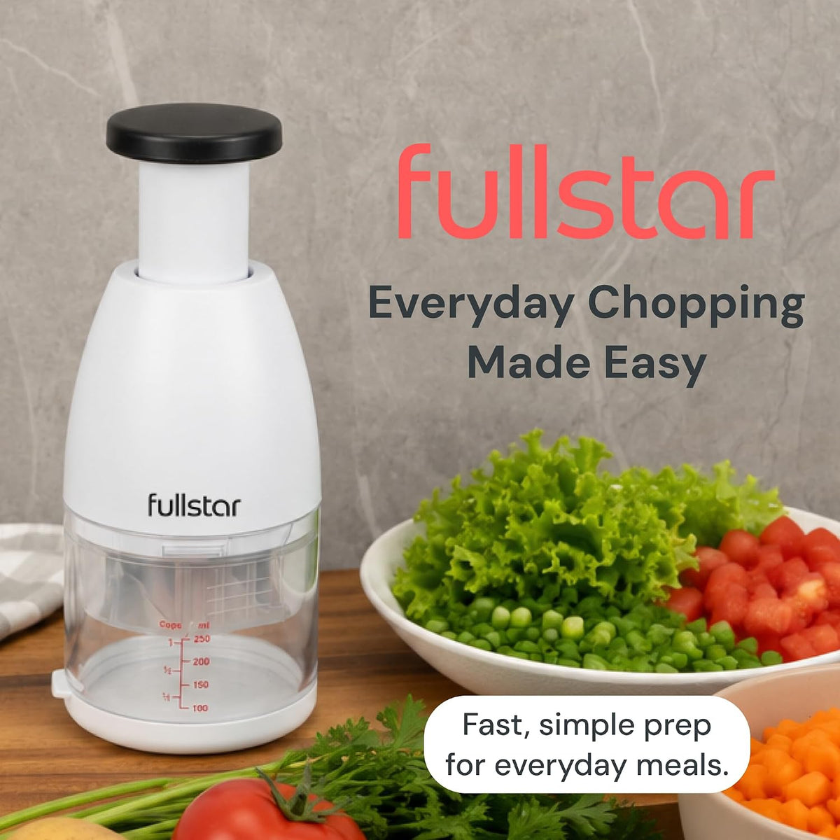 Fullstar Hand Chopper, Manual Vegetable & Onion Chopper, 1 Cup Container