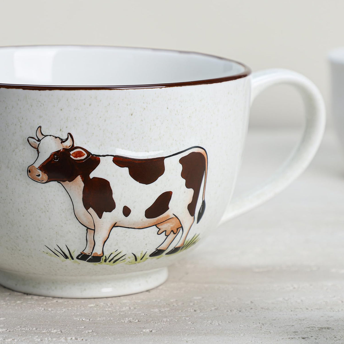 Gaolinci Cow Embossed Ceramic Mixing Bowl, 1 Quart Batter Bowl, with Pouring Spout and Handle