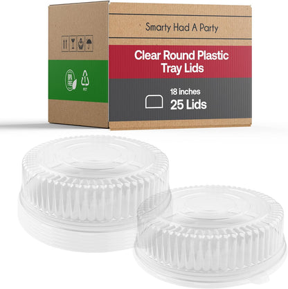 Smarty Had A Party 12 Inch Black Round Plastic Serving Tray – Heavy-Duty Party Platters & Catering Trays, Reusable or Disposable Plastic Trays for Serving Food, Elegant Party Tray Set of 25