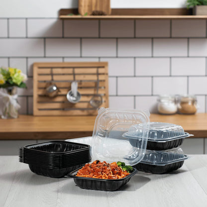 Karat Premium PP Hinged Container [150 ct], Take Out Food Containers - Case (9"x9", 3 compartments)