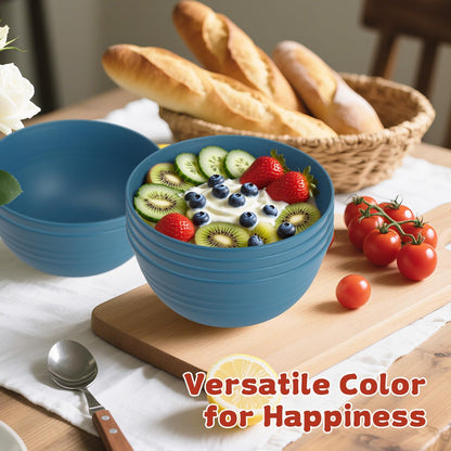 Wrova Wheat Straw Bowls for Kitchen set of 6,Anti-Scald Thick Soup Bowls 40oz,Microwave and Dishwasher Safe Bowl Sets, Unbreakable Cereal Bowl Sets. Vibrant Series