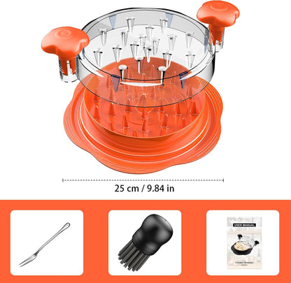 Chicken Shredder Tool Twist Large Meat Shredder with Brush&Fork, Black