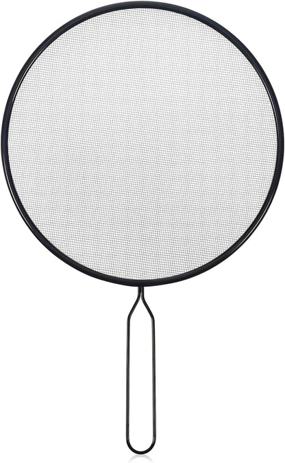Splatter Screen 8 Inch Stainless Steel Grease Splatter Screen Fine Spatter Shield Frying with Comfortable Handle for Cooking Shield from Splashing Oil (Black)