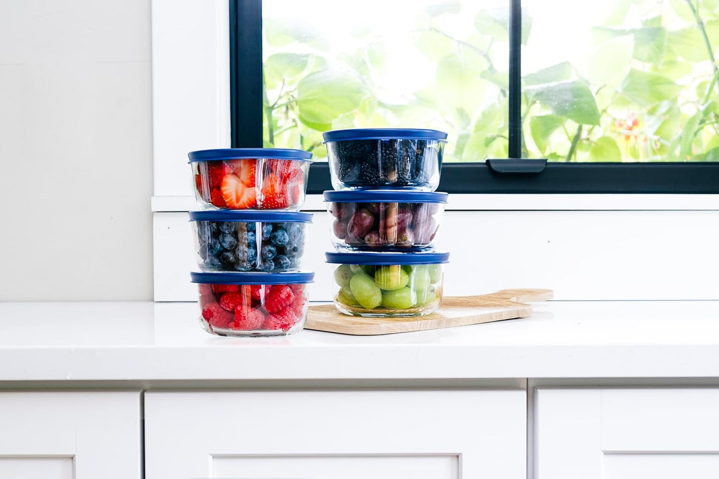 6-Piece Glass Food Storage Containers Set (3 Containers + 3 BPA-Free Lids) | 2-Cup, Leakproof | Microwave, Freezer, Oven & Dishwasher Safe | Ideal for Meal Prep & Pantry Organization, Pistachio