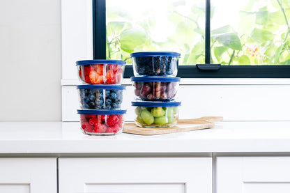 6-Piece Glass Food Storage Containers Set (3 Containers + 3 BPA-Free Lids) | 2-Cup, Leakproof | Microwave, Freezer, Oven & Dishwasher Safe | Ideal for Meal Prep & Pantry Organization, Pistachio
