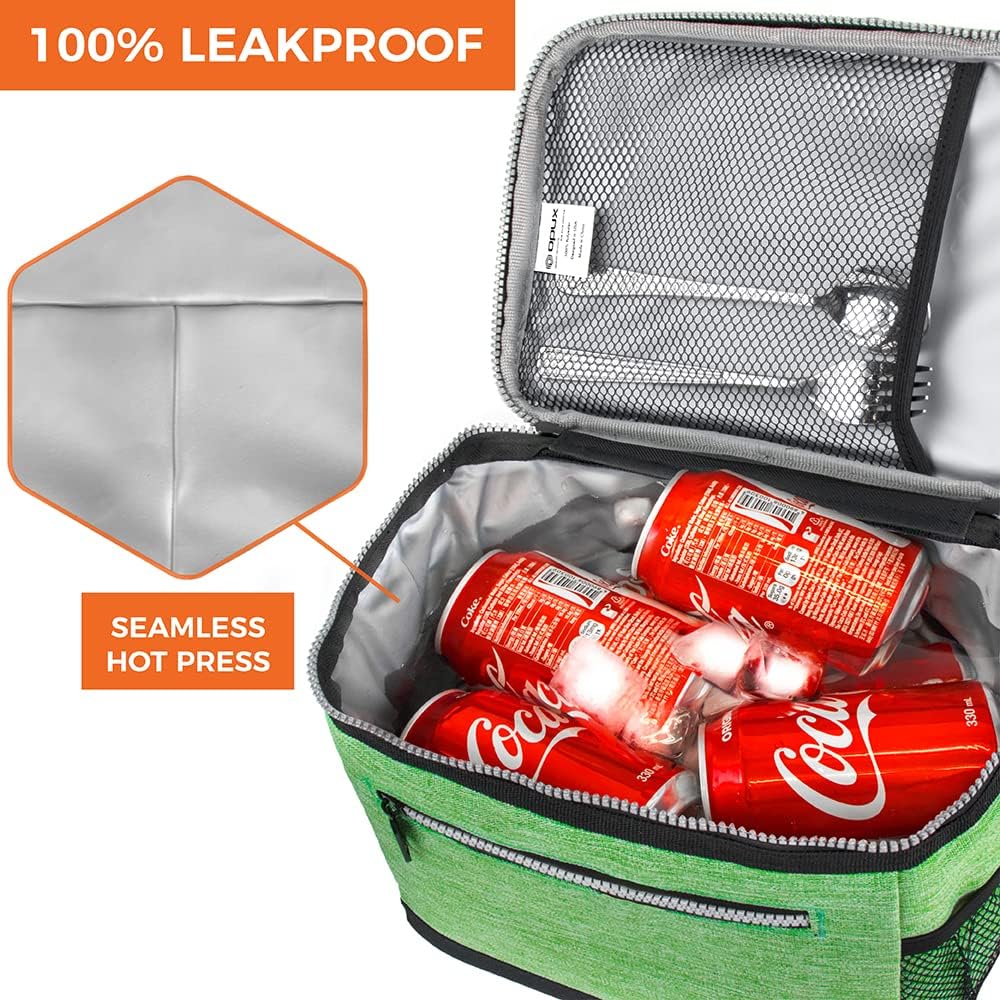 opux Insulated Lunch Box Men Women, Lunch Bag for Work School, Leakproof Soft Cooler Tote Adult, Large Lunch Pail Kids Boys Girls, Picnic Beach Food Bag with Shoulder Strap, Purple Floral