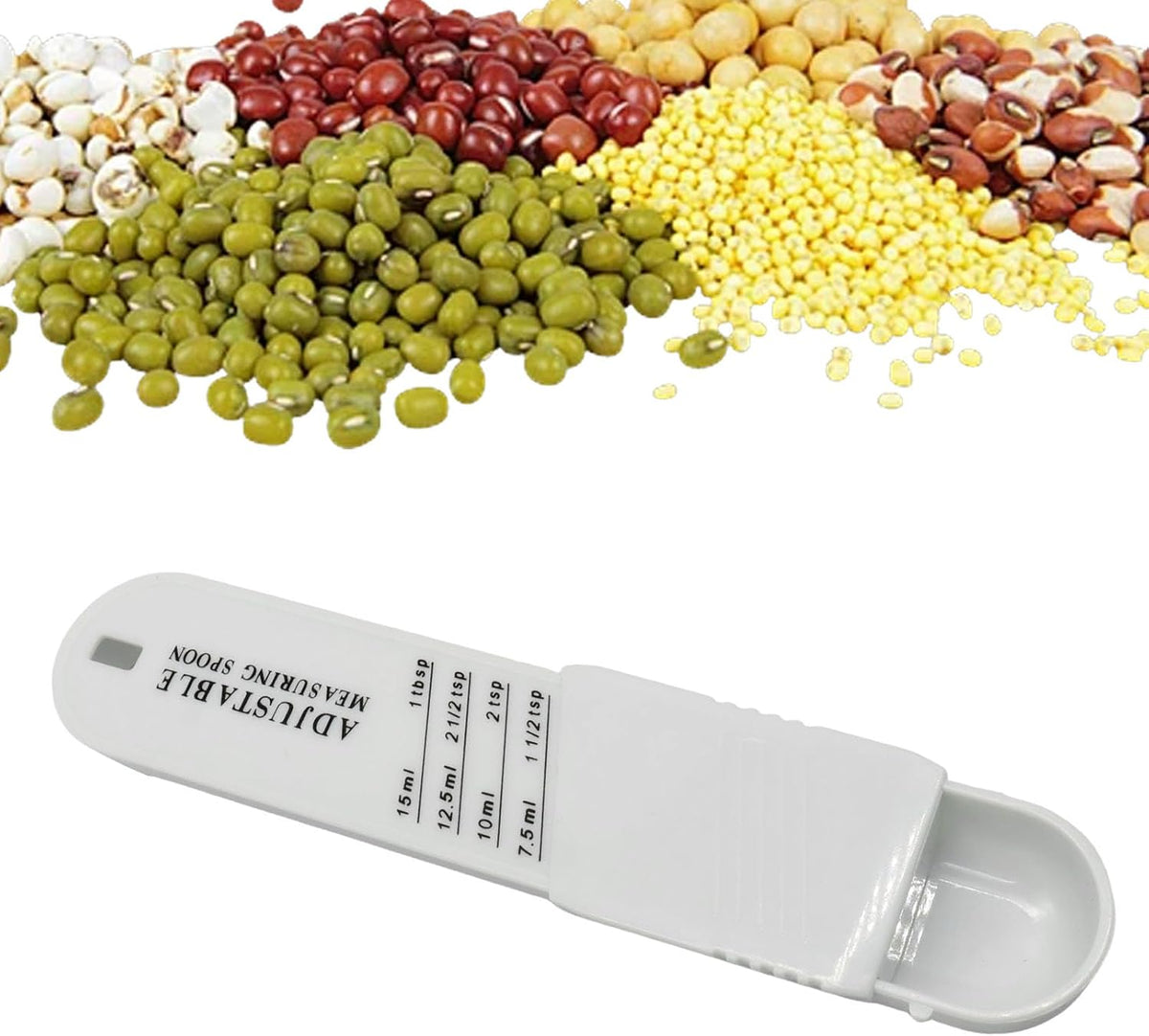 Adjustable Measuring Spoon, ABS White