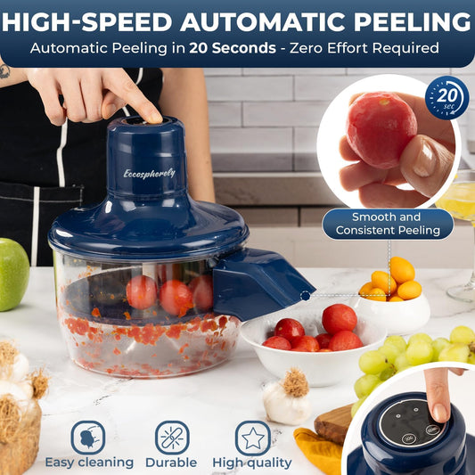 Automatic Grape Peeler Machine, Electric Garlic Peeler, Cordless Rechargeable Fruit & Vegetable Peeling Machine,Easy-Clean Multi-Function Tool for Garlic, Cherry Tomato & Plum