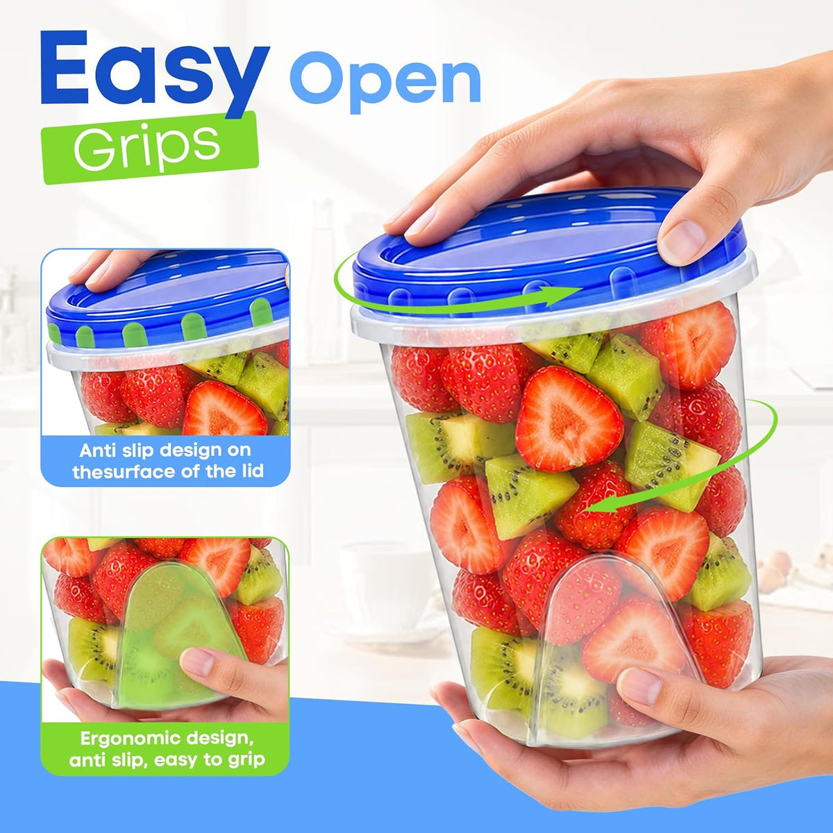Freezer Storage Containers, 10 Pack-32 Oz Food Storage Containers with Twist Top Lids,BPA Free, Reusable, Meal Prep,Microwave and Dishwasher Safe