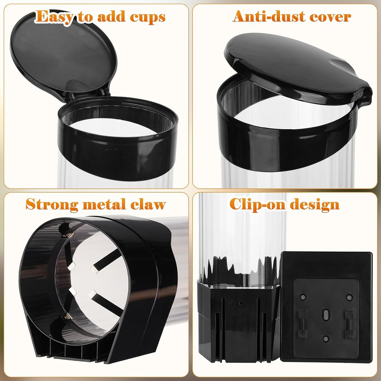 Upgraded Cup Dispenser, Wall Mount Pull Type Water Cooler Cup Holder for 9oz - 12oz Disposable Paper Plastic Cups for Home Office, with Magnetic Mounting Plate (Black)