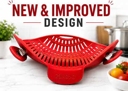 Clip On Pot Strainer for Pots, Pans & Bowls, Silicone Heat Resistant Food Grade Pot Colander, Pasta & Cooking Drainer, Hands-Free Kitchen Strainer with Universal Clip, Dishwasher Safe, Green