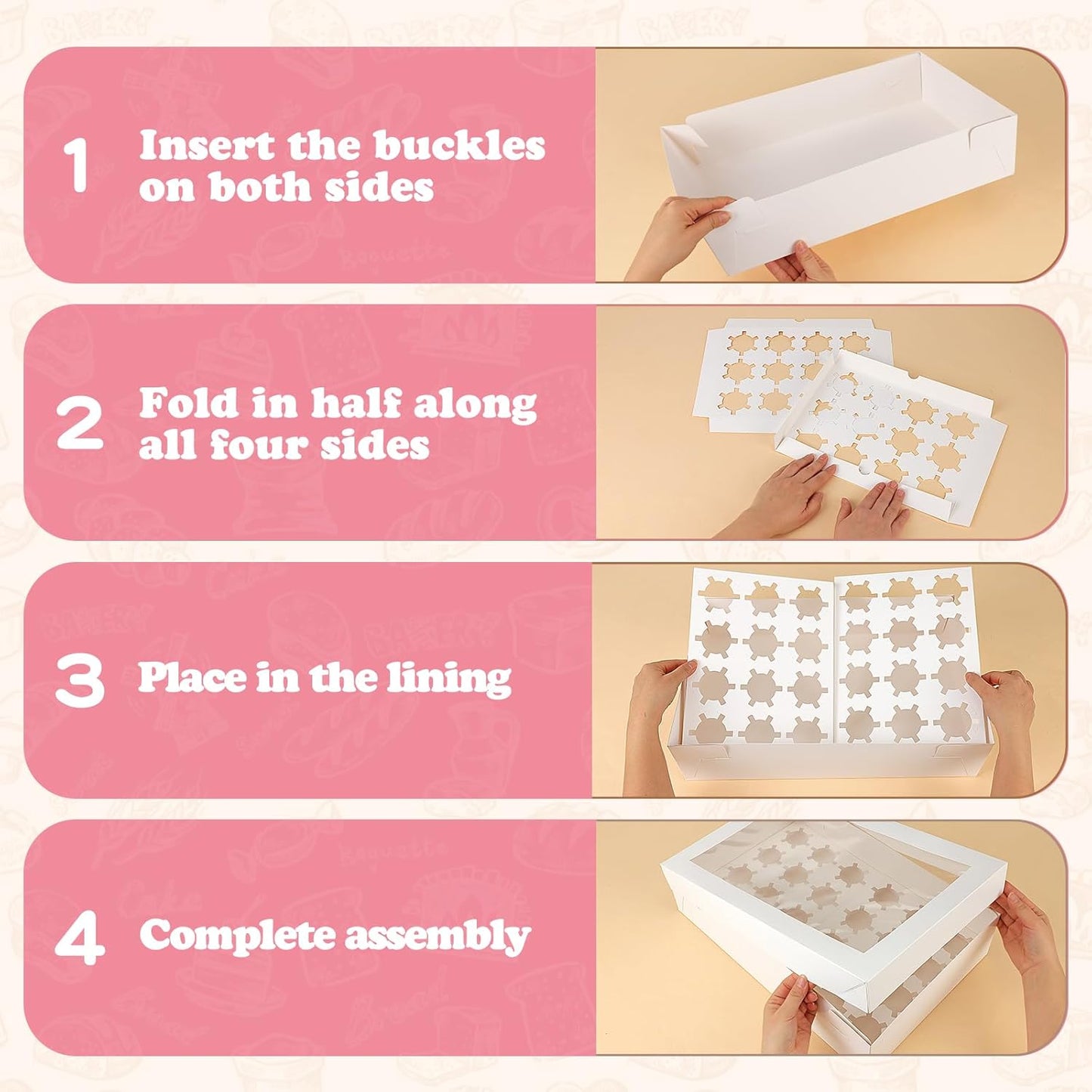 TOMNK 6 Count White Cupcake Boxes with Window - 36 Total Capacity Cupcake Carrier Sets for Birthday Holiday Party Bakery Supplies