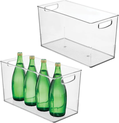 iDesign Pantry Bin with Handles - Kitchen Storage Bins for Cabinets, Pantry, or Fridge - Clear