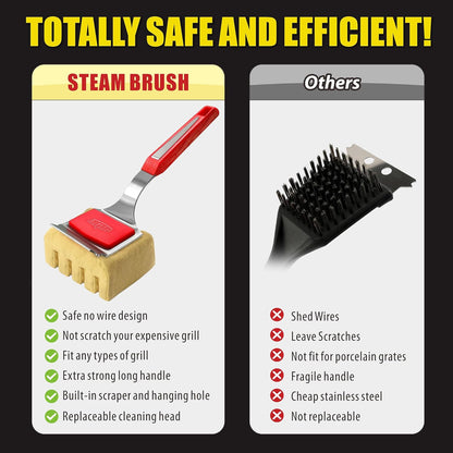 GRILLART Grill Brush Bristle Free, Replaceable BBQ Cleaning Pad (No Handle), Safe Replacement Cleaning Pad/Head for Cast Iron/Stainless Steel Grates - Red