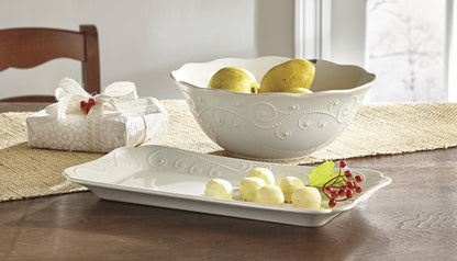 Lenox French Perle Chip and Dip Tray, White -