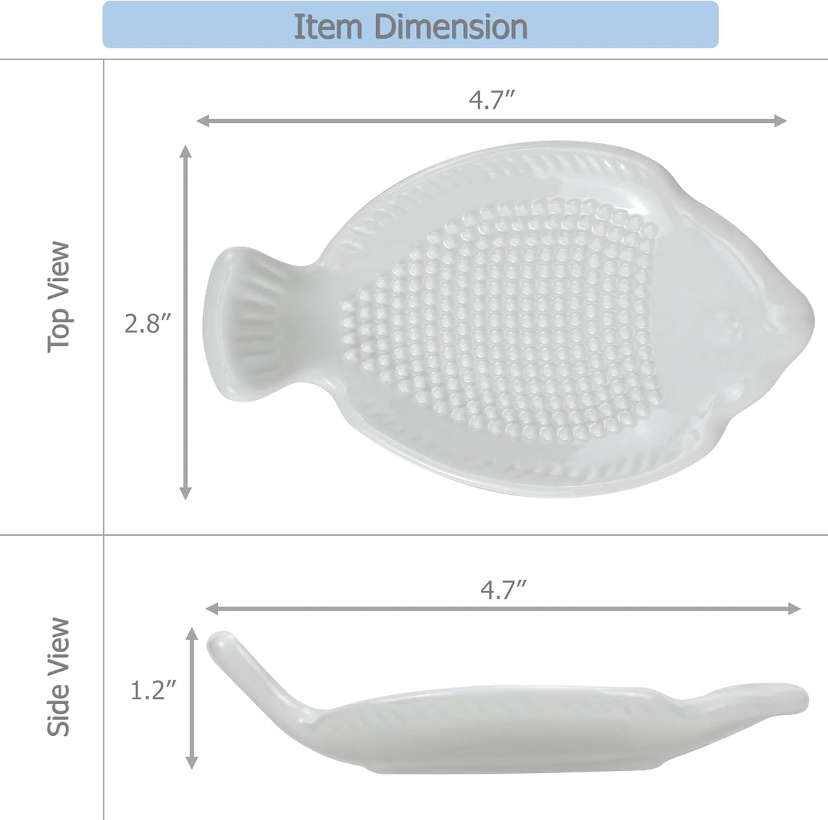EIKS 2 Pack Ceramic Grater Dish with Fish Shaped & Small Size