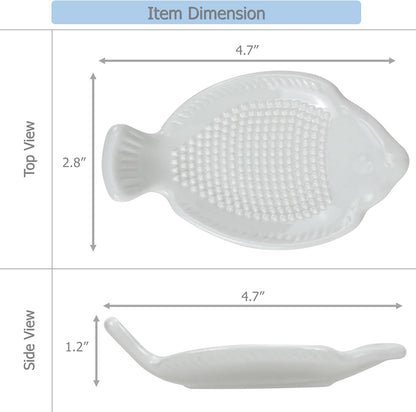 EIKS 2 Pack Ceramic Grater Dish with Fish Shaped & Small Size