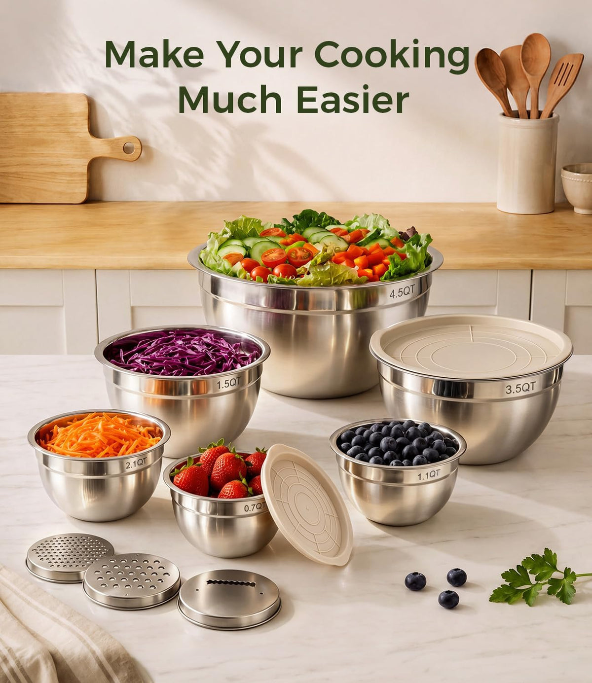 Stainless Steel Mixing Bowls: 6-Piece Prep & Storage Set with Lids