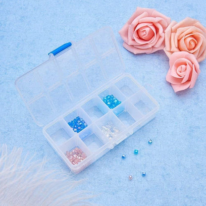 Yansanido 4 Pcs 10 Grids 5 Inch x 2.5 Inch Adjustable Small Removable Clear Plastic Jewelry Organizer Divider Storage Box Jewelry Earring Tool Containers (White (10-Grid) 4pcs)