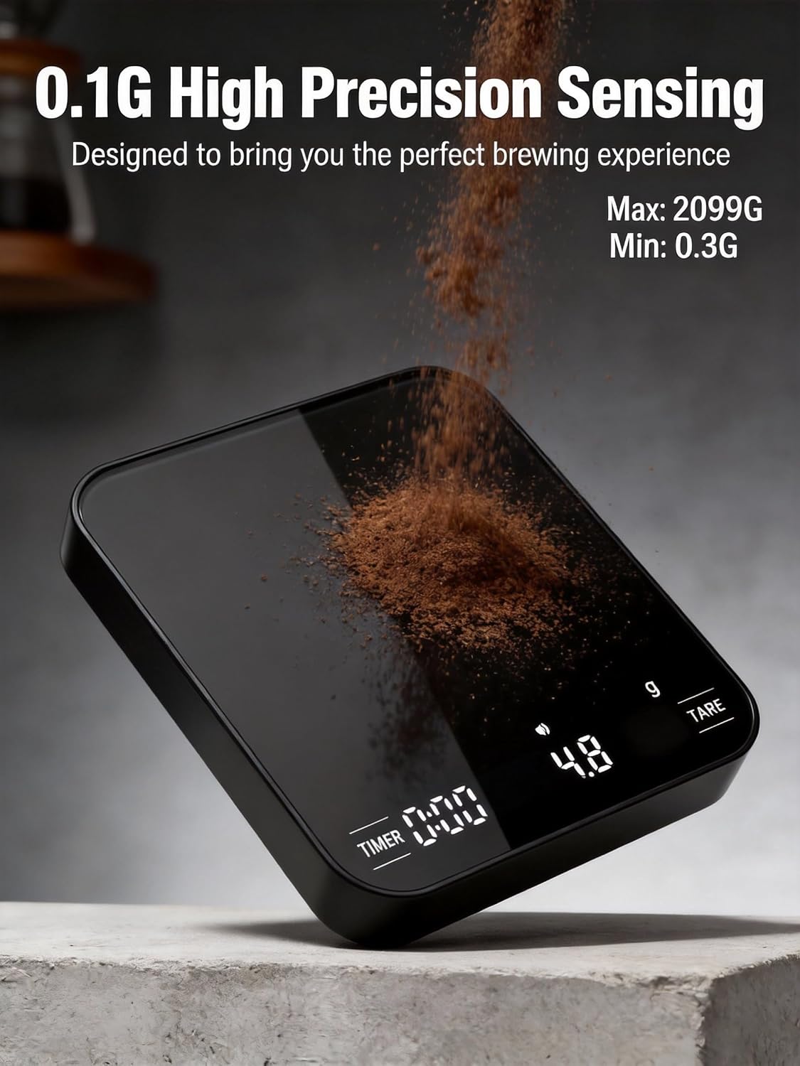 Lamido M2 Mini Coffee Scale Digital with Auto Timer, Tempered Glass