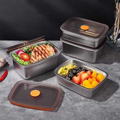 GIUOIDUO stainless steelFood Storage Containers setsstorage box with lidfreezer FrozenKitchen tray with lidOven plateSide dish plate Freezer & Dishwasher Safe