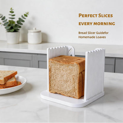 Adjustable Bread Slicer for Homemade Bread, Foldable Bread Cutting Guide with Width Adjustment for Sourdough, Bagels, Cake, Sandwiches – Compact Kitchen Baking Tools & Gadgets