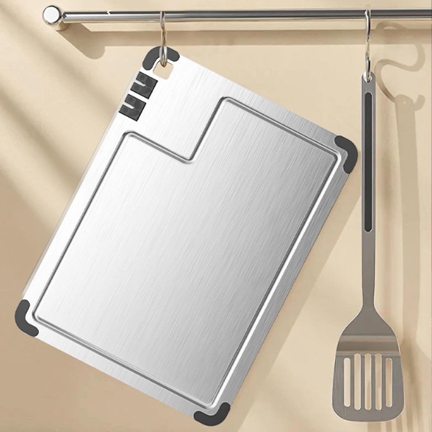 3-Piece Titanium Cutting Board Set with Dual-Stage Knife Sharpener,Double Sided Food-Grade Chopping Board,Non-Slip Feet,Deep Juice Groove,Heavy Duty,Hygienic & Dishwasher Safe Kitchen Chopping Boards