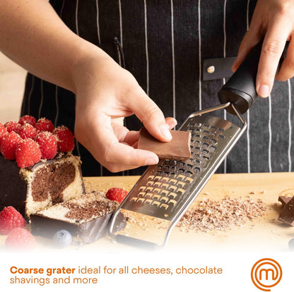 MasterChef Lemon Zester Grater with Handle, Stainless Steel, Non Slip Grip