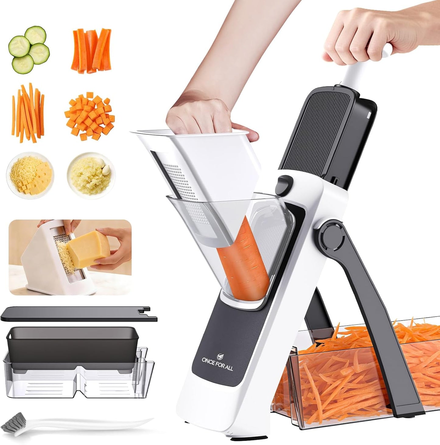 ONCE FOR ALL Upgrade Safe Mandoline Slicer Plus, Biger Size, Adjustable Vegetable Food Chopper Potato Fries Cutter, Detachable Blade, Kitchen Chopping Artifact, Gift (SkyBlue)