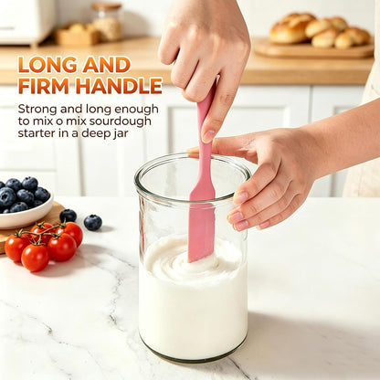 Silicone Jar Spatula Set, 4 Pcs Long Handle Sourdough Scraper Tools