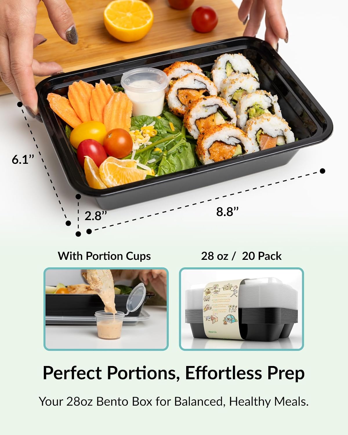 Enther Meal Prep Containers Single Lids Food Storage Bento BPA Free | Stackable | Reusable Lunch Boxes, Microwave/Dishwasher/Freezer Safe Portion Control (28 oz), 12 Pack 1 Compartment