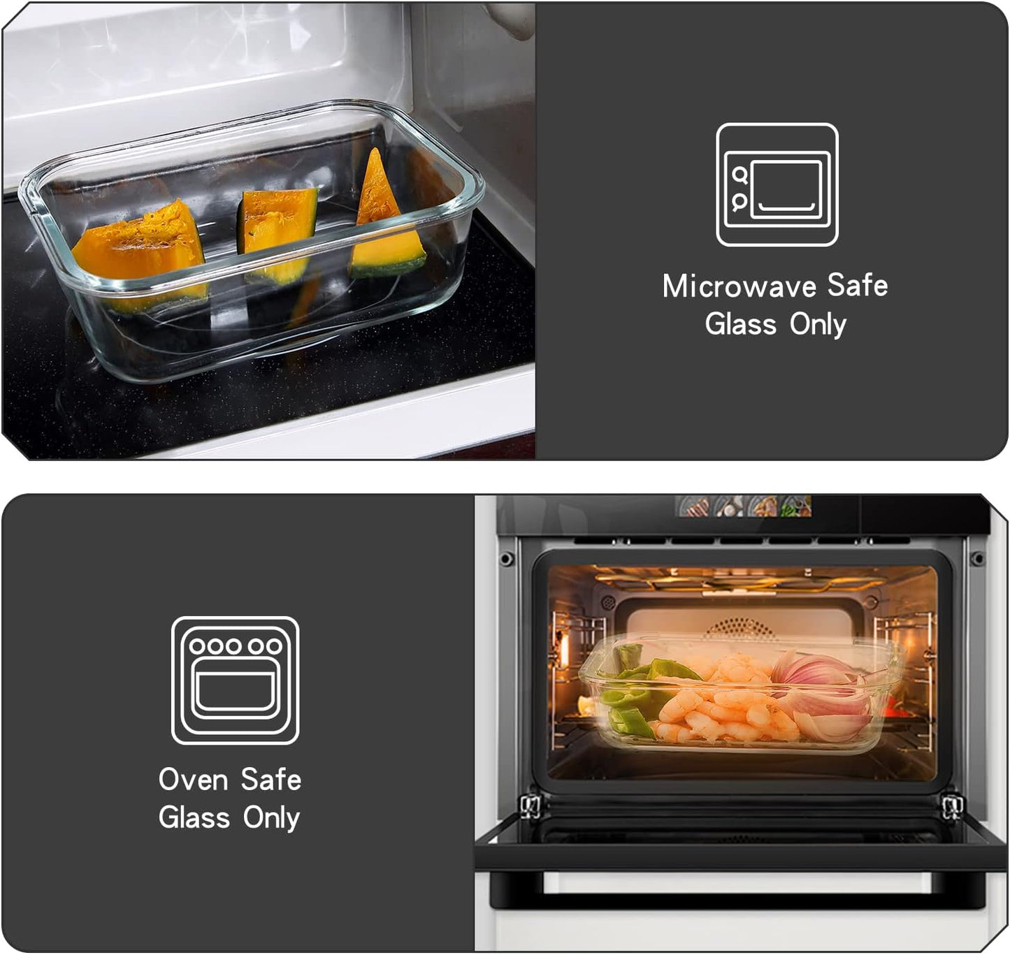 UMEIED 10 Pack Glass Food Storage Containers with Lids, Leakproof Airtight Glass Meal Prep Containers For Lunch, On The Go, Leftover, Dishwasher Safe
