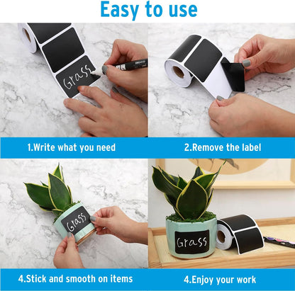 180 pcs Chalkboard Labels Stickers Waterproof Blackboard Waves | Chalkboard Sticker with White Chalk Marker Rectangle Chalkboard Labels for Containers, Mason Jars, Food Storage