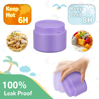 Kids Bento Lunch Box with 12oz Soup Thermo, Kids Leakproof Lunch Food Container with 4 Compartments, Insulated Lunch Bag & Water Cup for Girls Boys to School Travel
