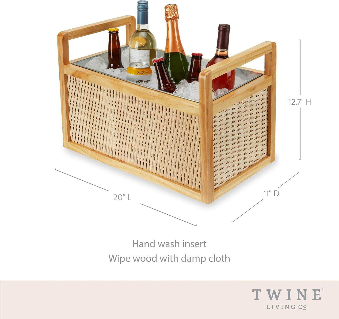 Twine Cheers Beverage Tub, Galvanized Tubs for Entertaining, Drink Buckets for Parties, Large Ice Tub and Gift Basket, Beer Buckets, Cream, 6.3 Gallons Set of 1