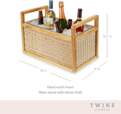Twine Cheers Beverage Tub, Galvanized Tubs for Entertaining, Drink Buckets for Parties, Large Ice Tub and Gift Basket, Beer Buckets, Cream, 6.3 Gallons Set of 1