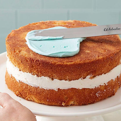 Webake Cake Spatula Straight Icing Spatula Set of 2, 14 Inches Frosting Spreader with Wooden Handle, Professional Stainless Steel Cake Decorating Spatula Jar Spatulas of Pastry