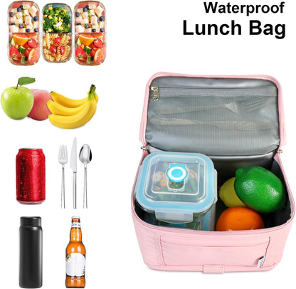 NOL Mini Insulated Lunch Bag for Women Men Kids | Small Leakproof Reusable Lunch Tote | Fits 6 Cans 330ml | Thermal Cooler for Work School Picnic Camping, Navy blue