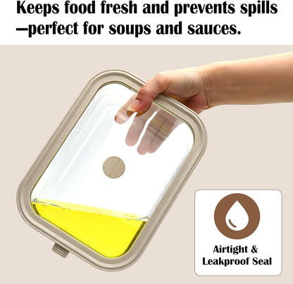 5 Pack 35 oz Glass Meal Prep Containers, Plastic-Free Glass Food Storage Containers with Lids, 4.4 Cups Airtight Glass Lunch Containers for Leftovers, Microwave, Oven, Freezer and Dishwasher