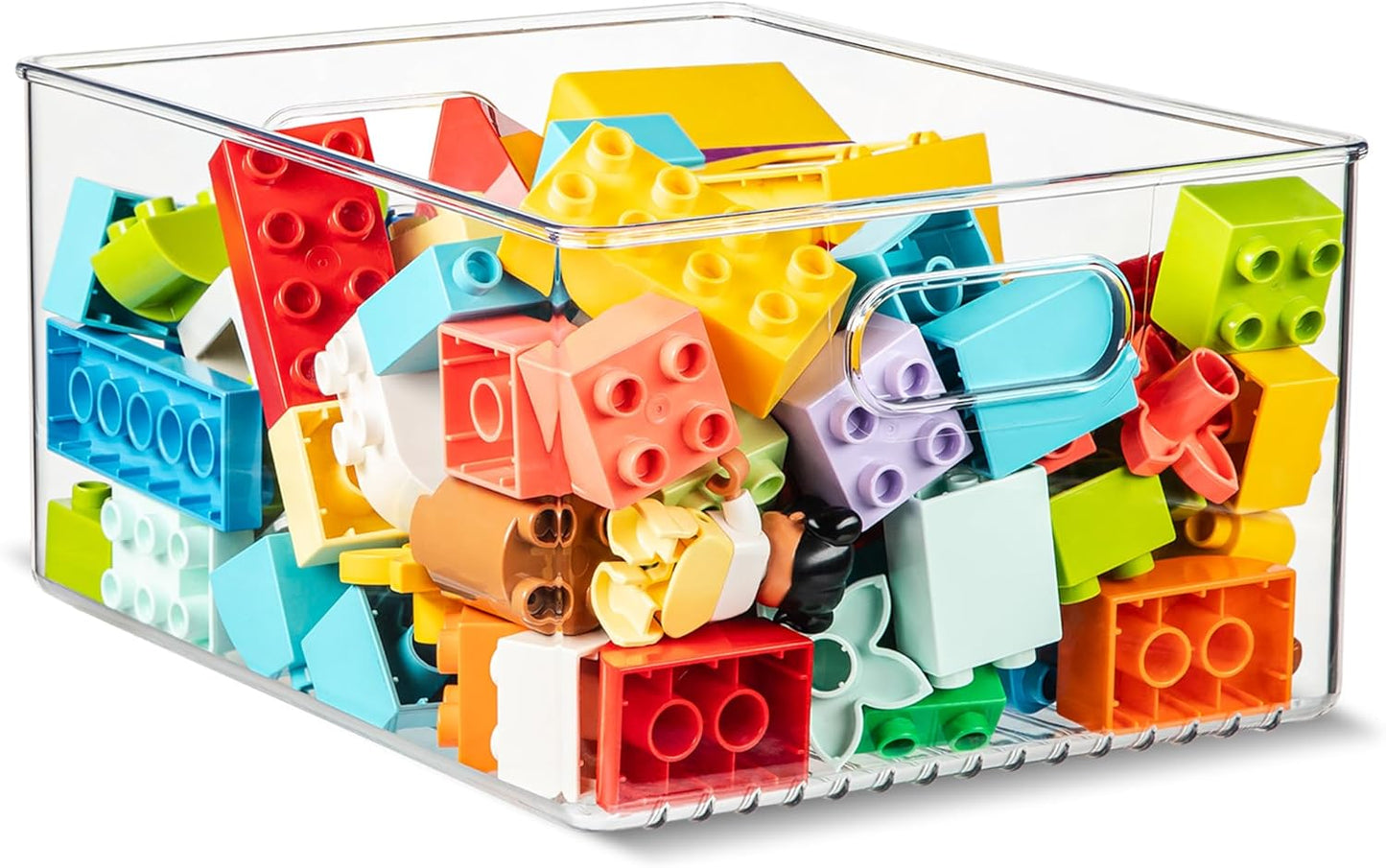 primebox 2 Pack Clear Plastic Organizer Bins with Handles for Home Organization. Storage Containers for Organizing Fridge, Freezer, Cabinet. Pantry, Great for Kitchen, Garage, Laundry Room. 10"x8"x5"